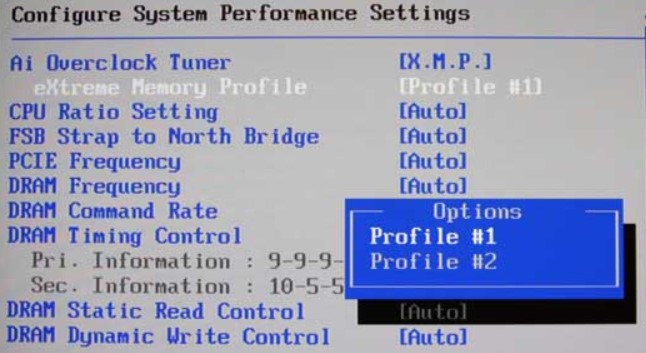 BIOS-Menü mit XMP (Extreme Memory Profile) Einstellungen zur Optimierung der RAM-Leistung.