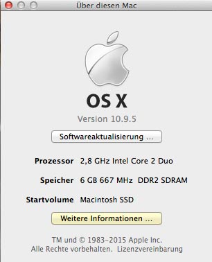 Apple Mac - Eigenschaften Über diesen Mac