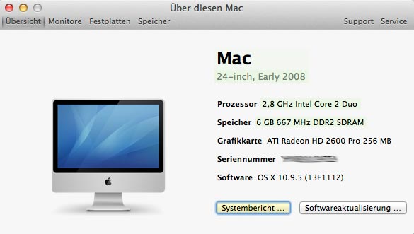 Apple Mac - Eigenschaften Über diesen Mac