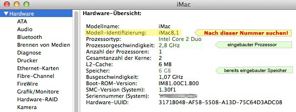 Apple Mac - Hardware Eigenschaften