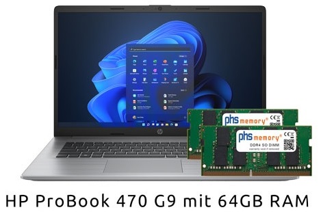 HP ProBook 470 G9 mit 64GB DDR4 SO-DIMM RAM