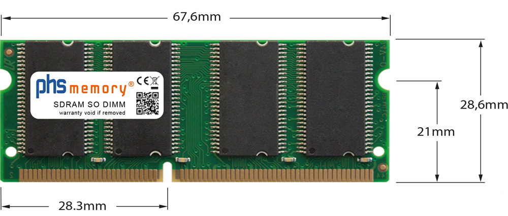 Arbeitsspeicher SDRAM SO-DIMM 144Pin Maße