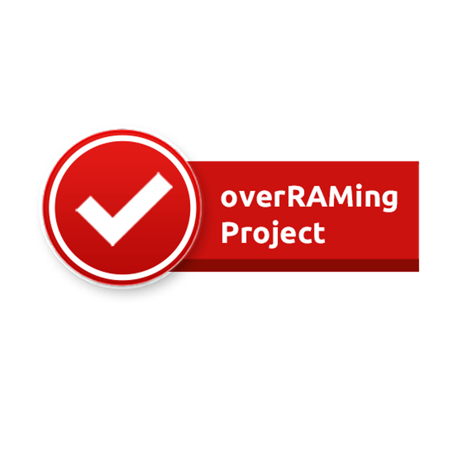 Rotes Logo mit einem weißen Haken und der Aufschrift 'overRAMing Project'.