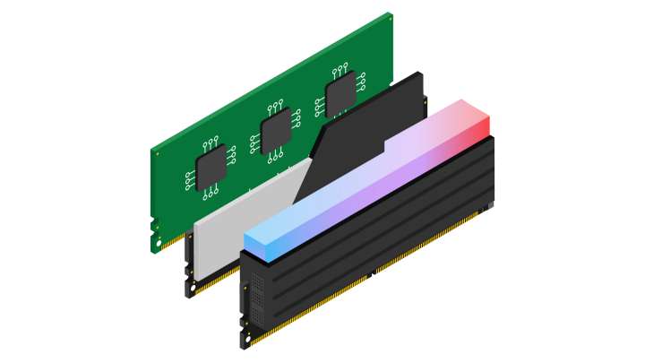 Exploded view Intel XMP RAM memory